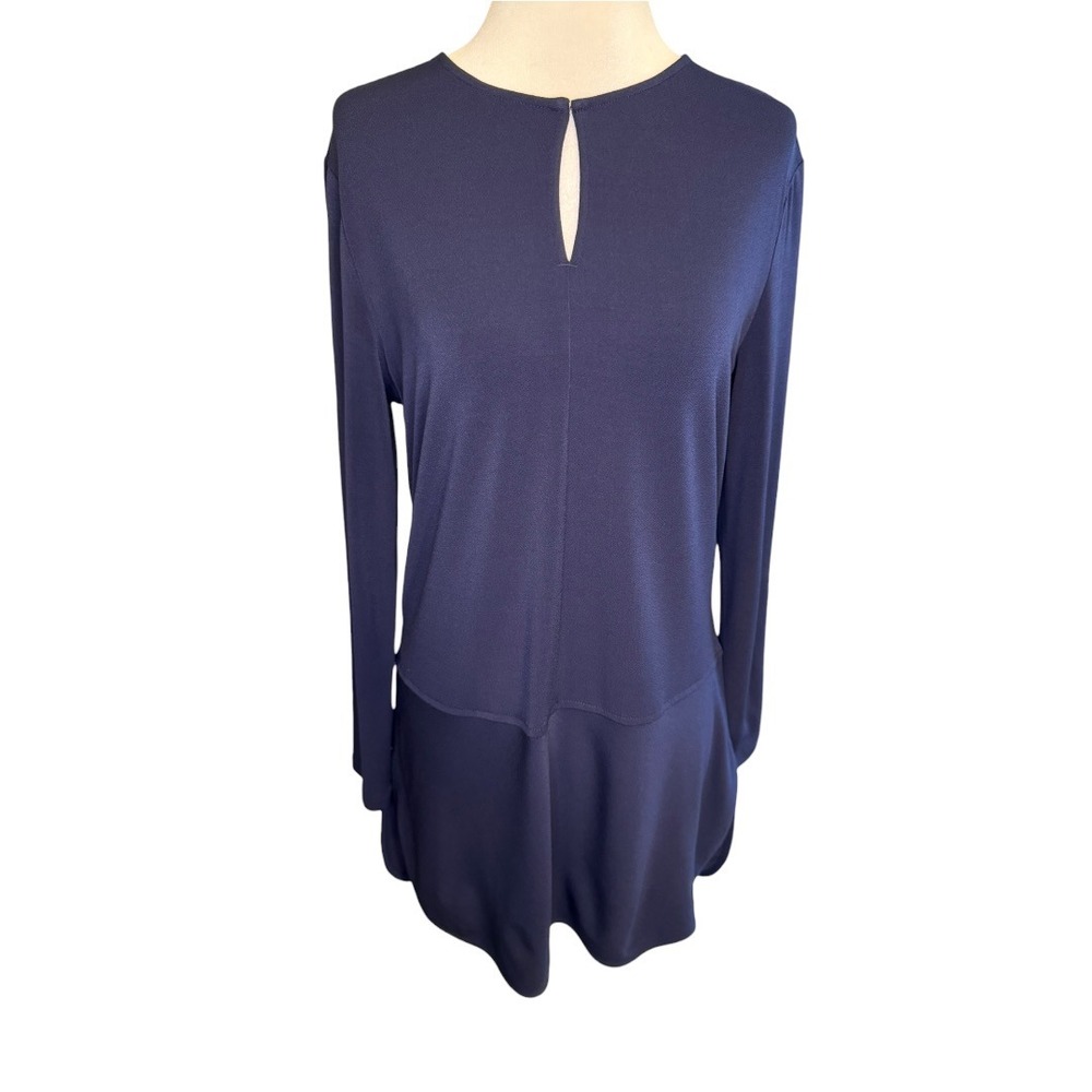 Lauren‎ Ralph Lauren Navy Blue Keyhole Long Sleeve Tunic Top Women's Medium